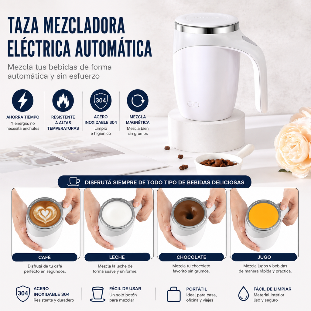 Taza Mezcladora Eléctrica Automática de Acero Inoxidable