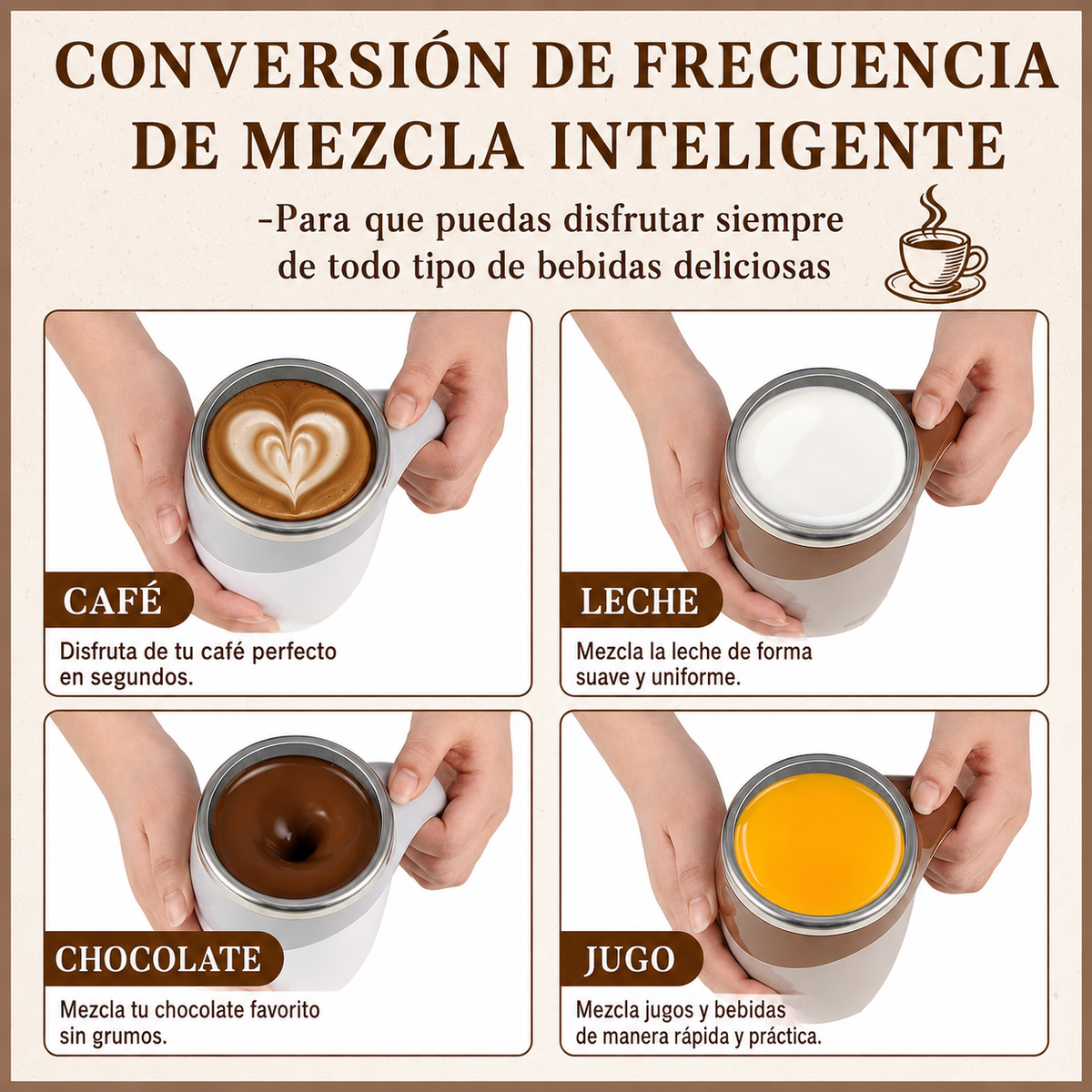 Taza Mezcladora Eléctrica Automática de Acero Inoxidable