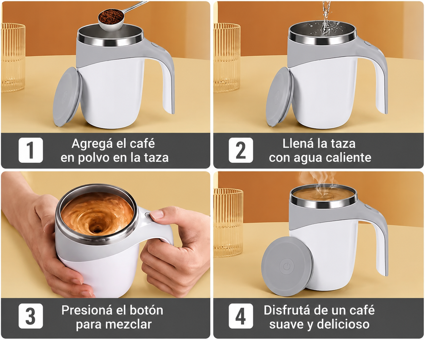 Taza Mezcladora Eléctrica Automática de Acero Inoxidable